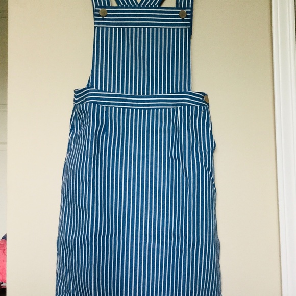 ModCloth Denim Striped Suspenders/Jumper NWOT - Picture 2 of 8